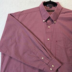 Tommy Hilfiger Plaid Shirt Sz 16 1/2 Red Button Down Check Preppy Casual
